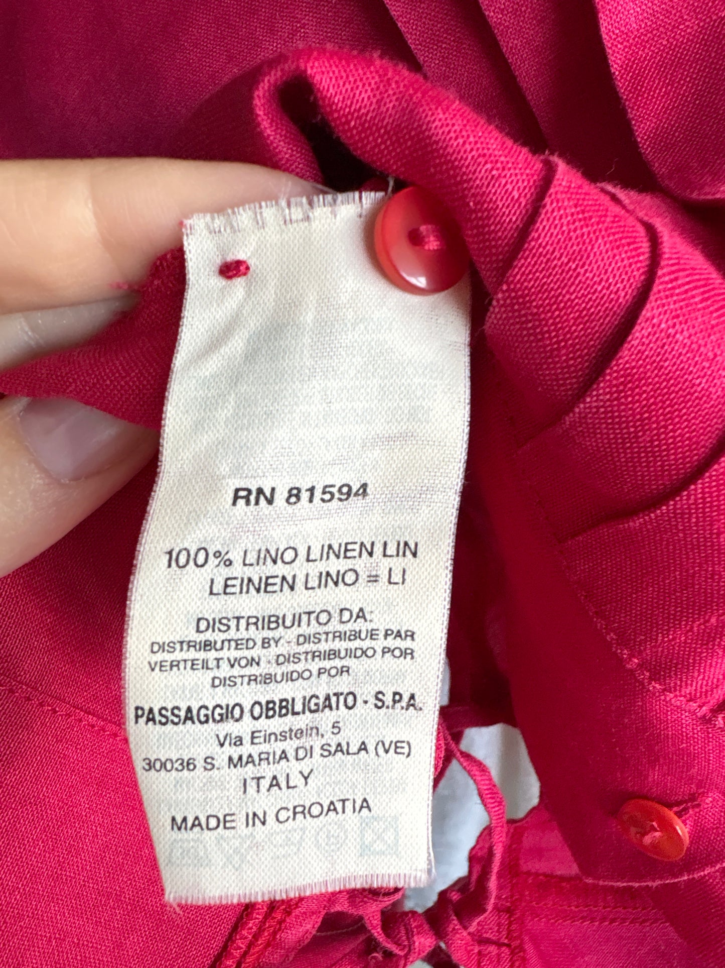 Cămașa fucsia Nara Camicie din in premium cu detalii chic