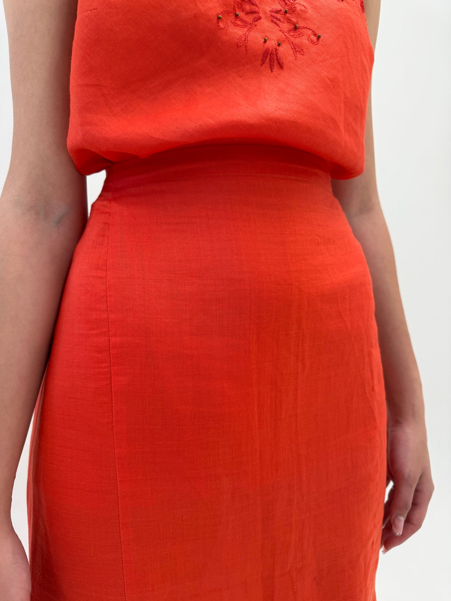 Deux piece de brand luxury italian plus size Elena Miro fire orange din in