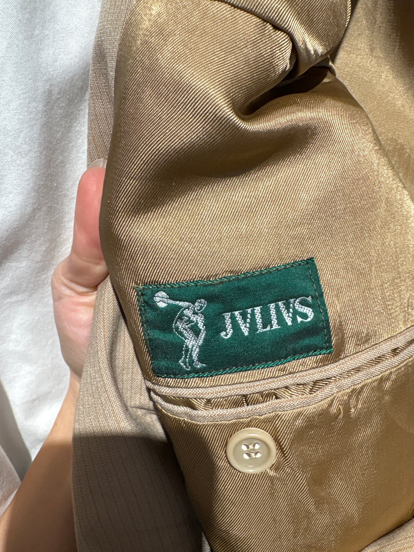 Sacou italian light nude din stofă de lana extrafina structurată