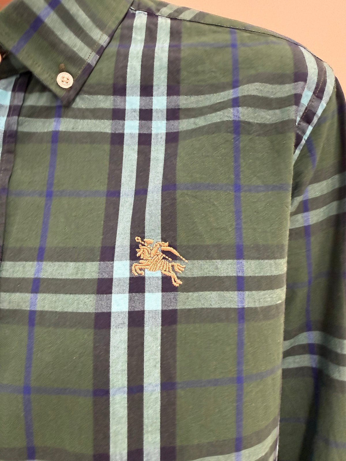 Cămașa Burberry button down cu print specific brandului din bumbac