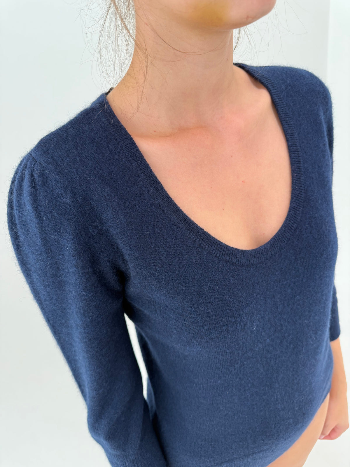 Pulover din cașmir în croi feminin petite Navy blue