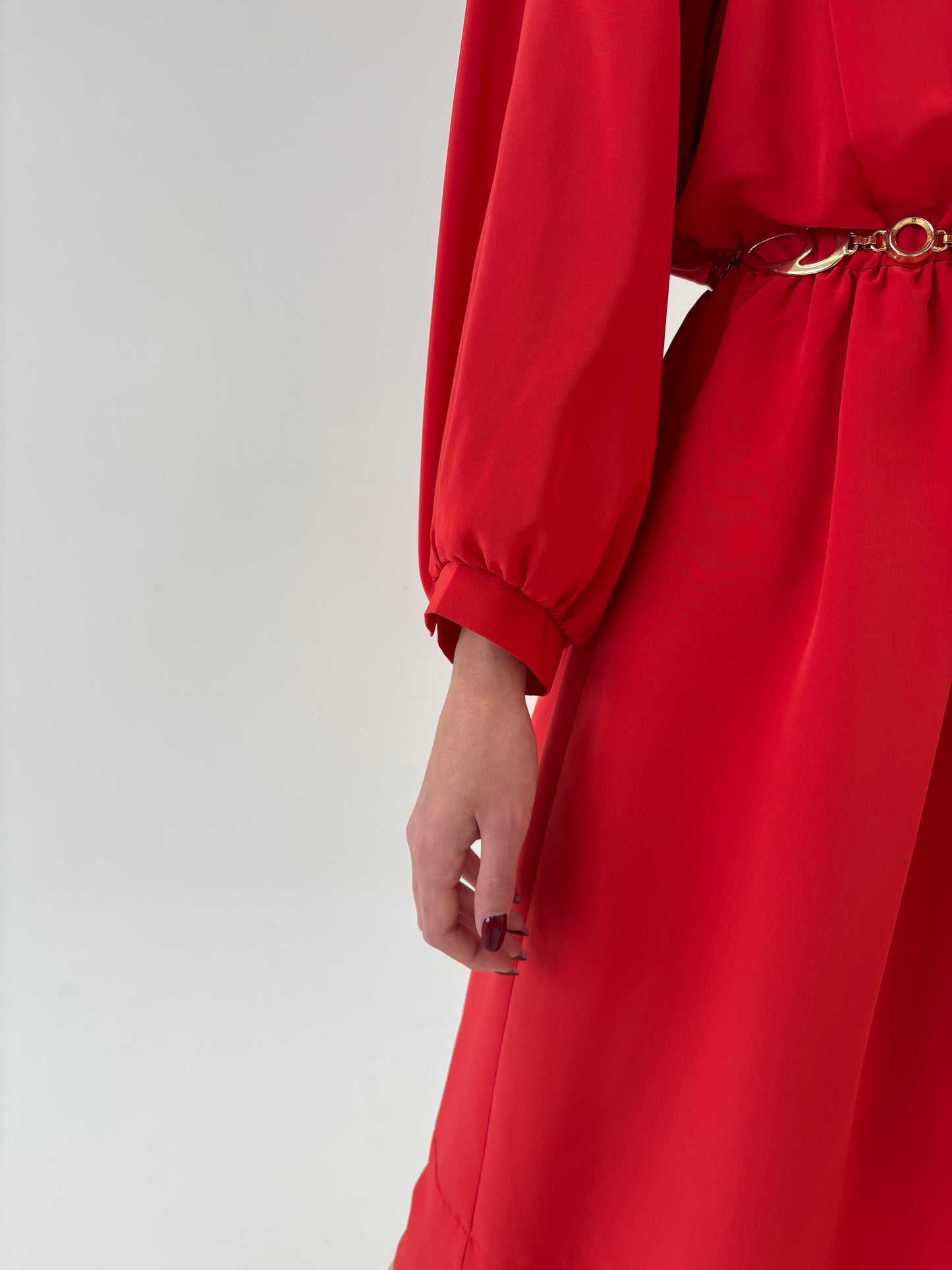 Rochie vintage cherry red cu talie marcată elastică