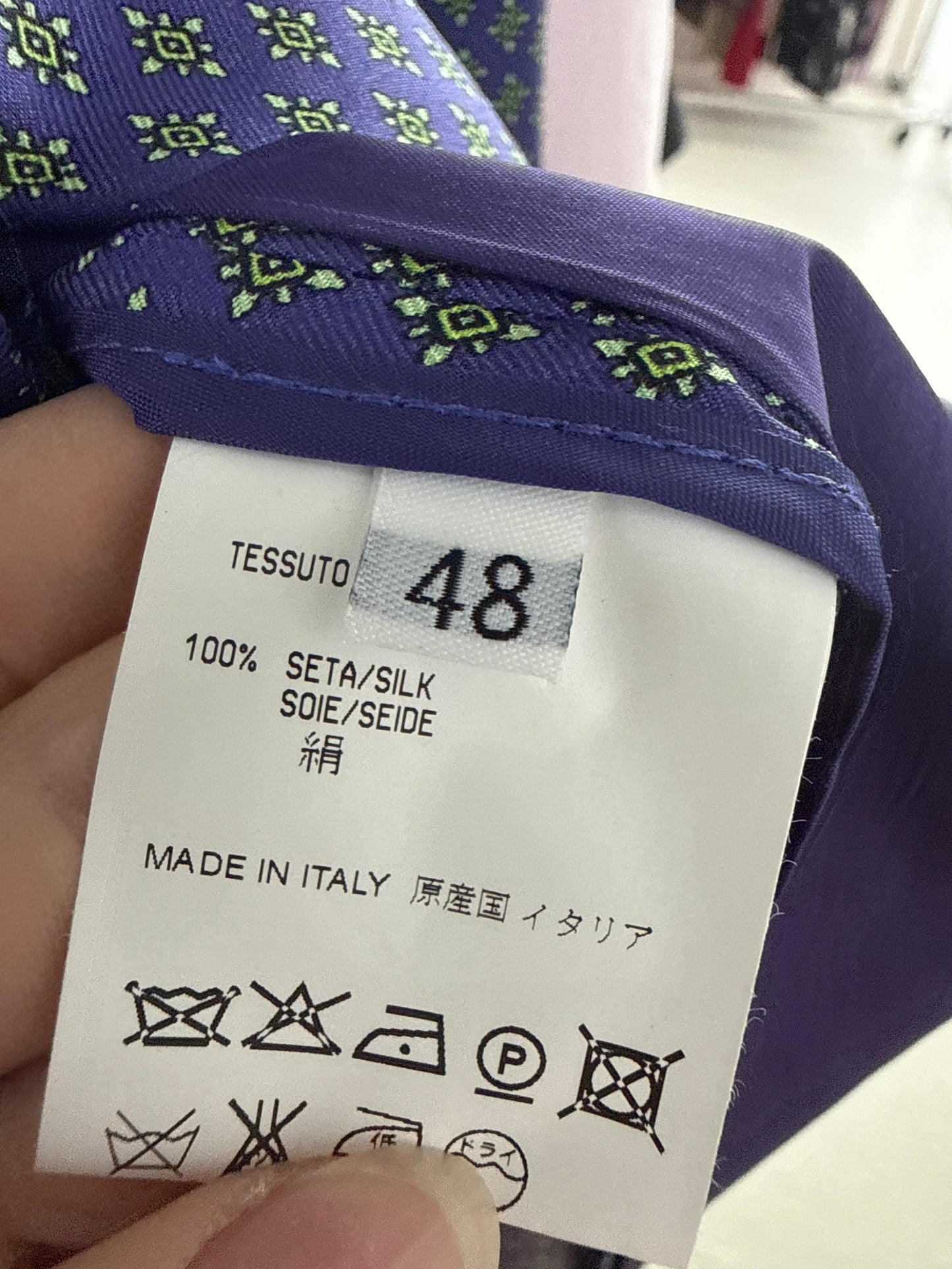 Sacou italian din mătase naturală cu print verde în croi clasic