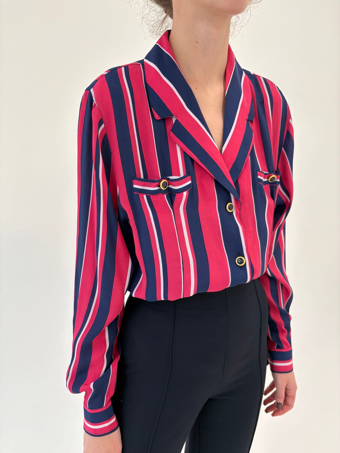 Cămașa italiană cu nasturi bijuterie din mix de mătase naturală