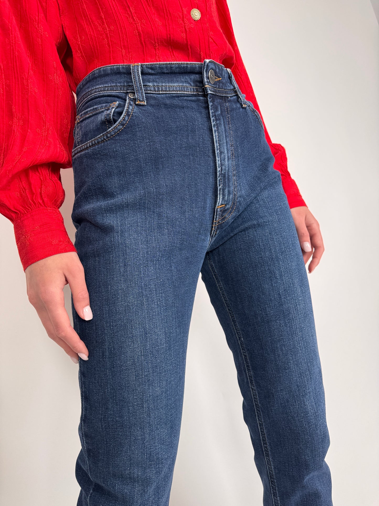 Jeanși premium modelatori darker classic wash cu talie înaltă