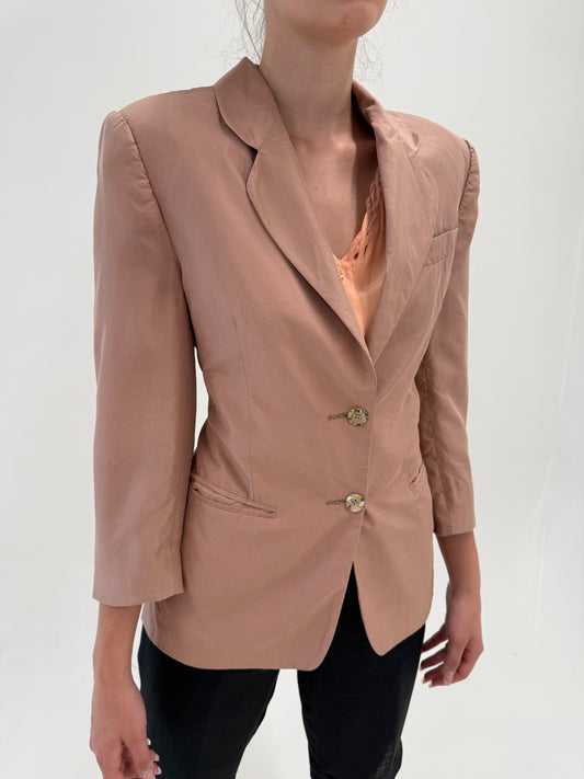 Sacou pink nude petite din panzica de mătase naturală