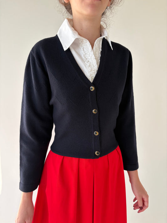 Cardigan petite italian din lana merino extrafina de gramaj mare