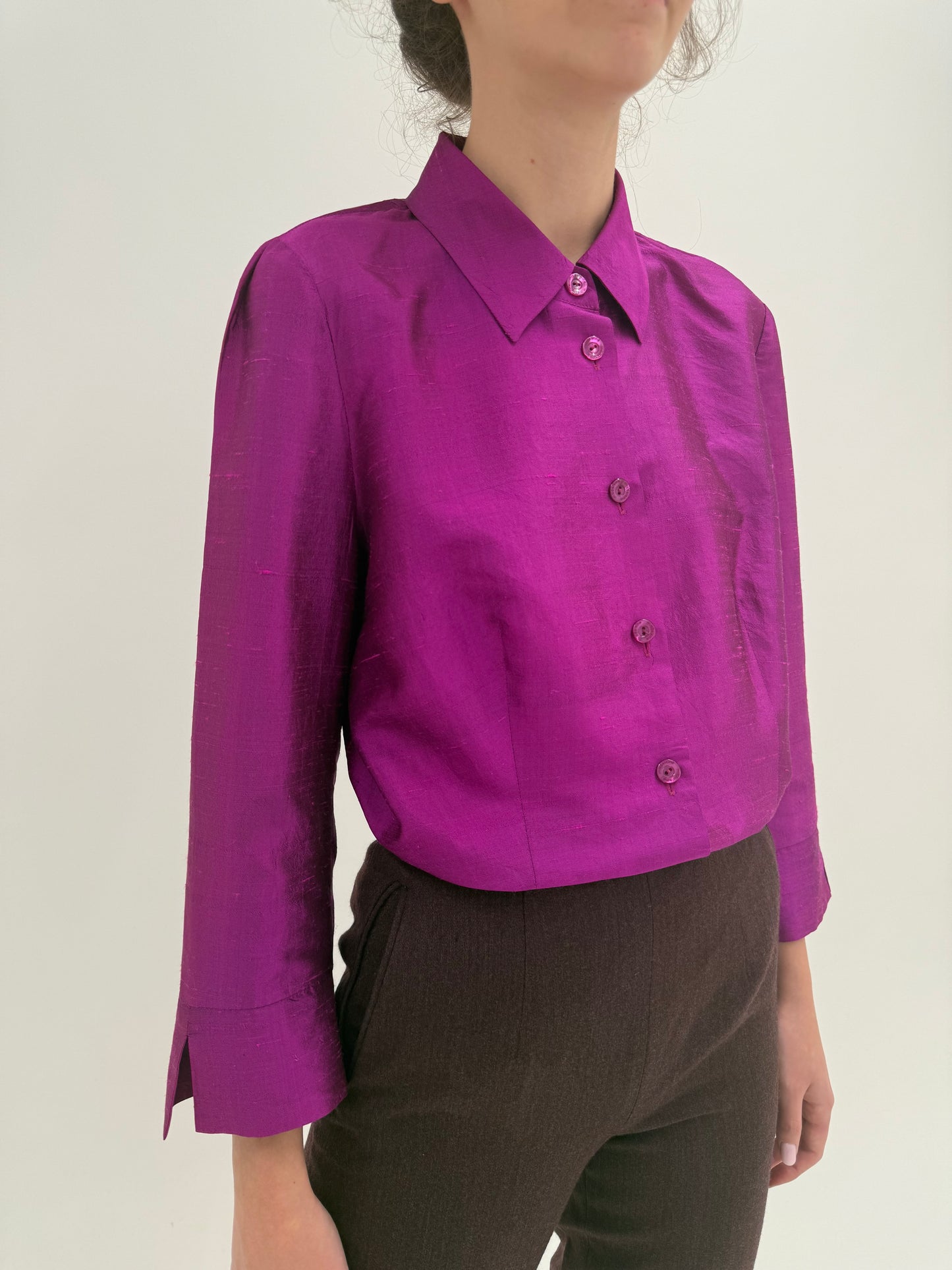 Cămașa luxury Madeleine din shantung de mătase naturală