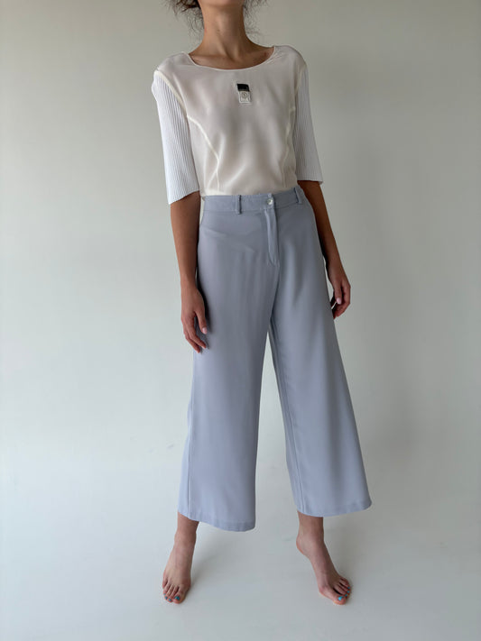 Pantaloni business palazzo blue light gray