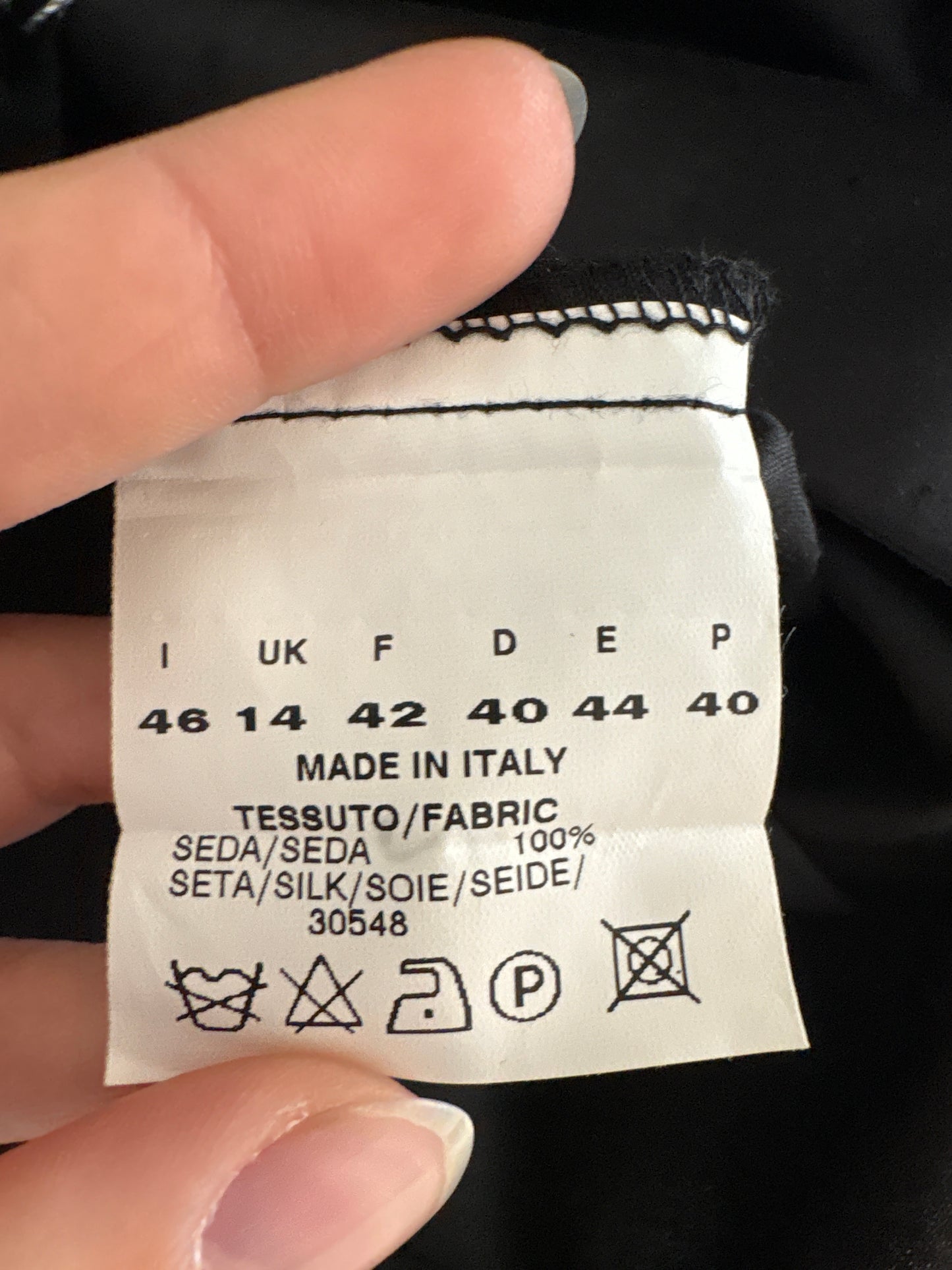 Set italian negru nou cu eticheta din mătase naturală dupioni