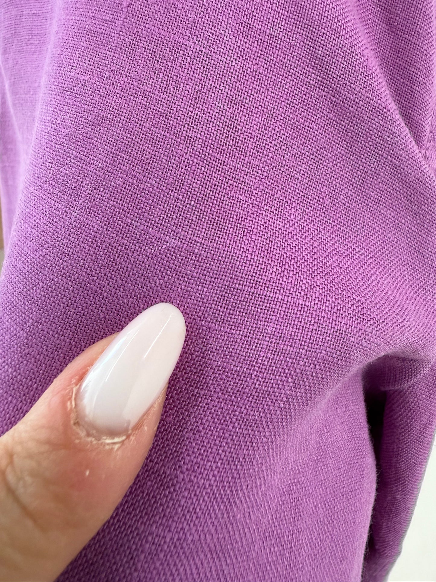 Cămașa Ralph Lauren lavandă din in în croi oversized cu mânecă reglabilă