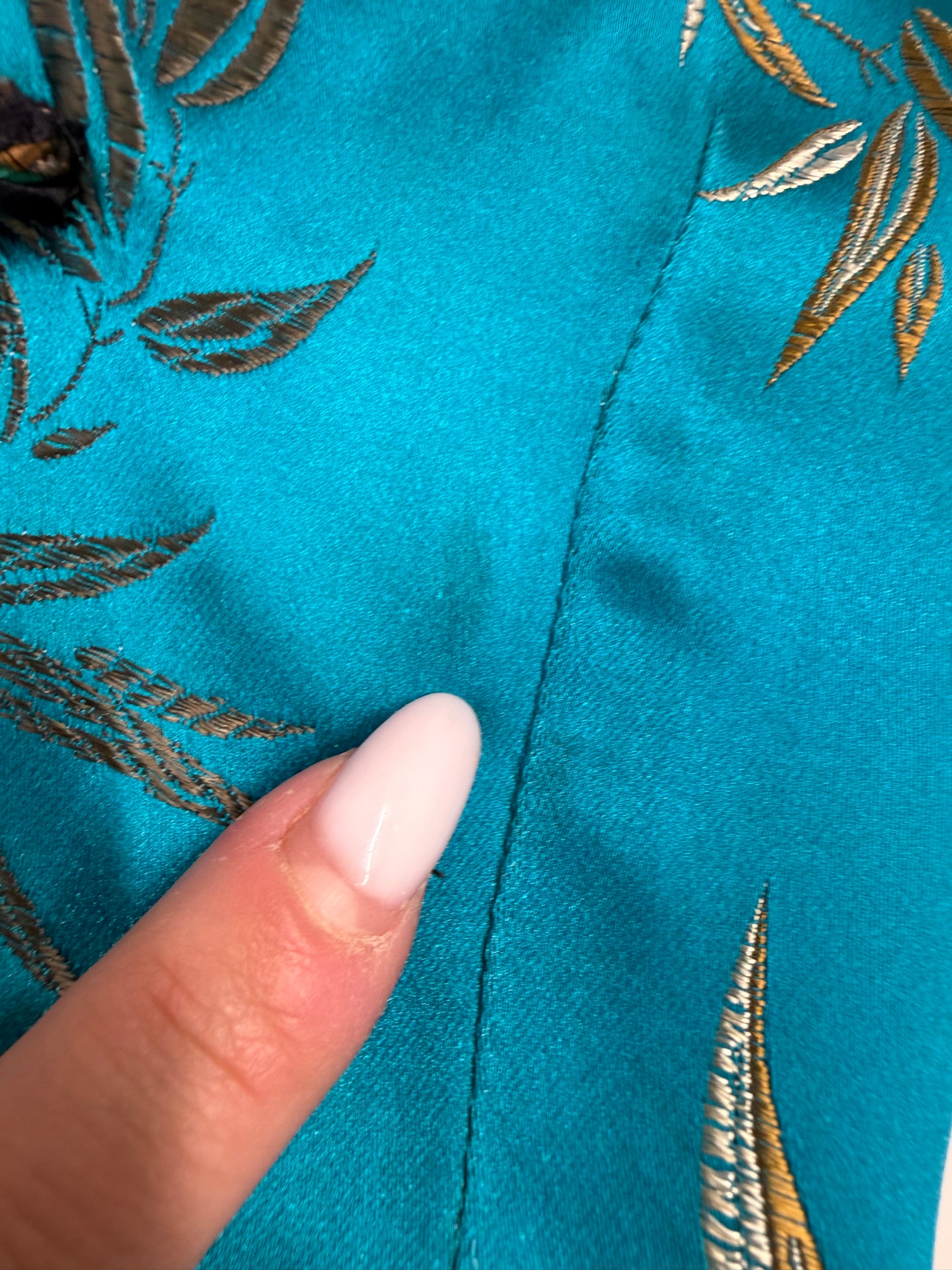 Top asiatic din jacquard superb de mătase naturală