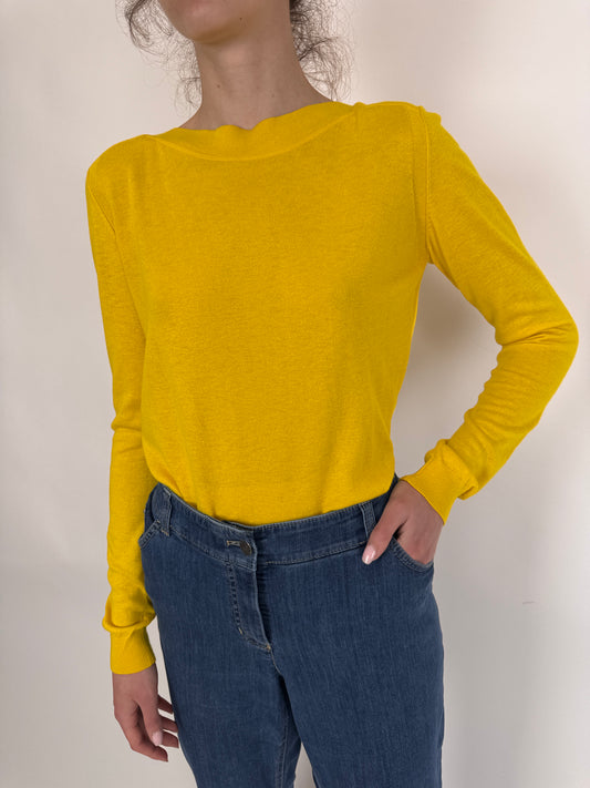 Bluză amber yellow Patrizia Pepe din jerse și satin