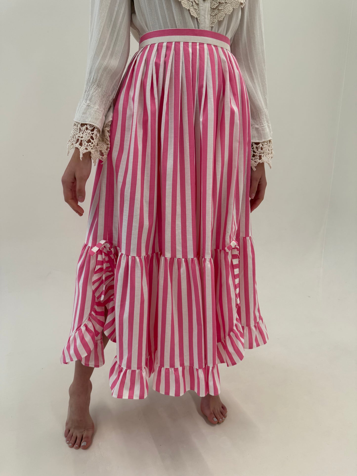 Fustă maxi de brand luxury Sportalm în croi elaborat foarte amplă din pânză de bumbac