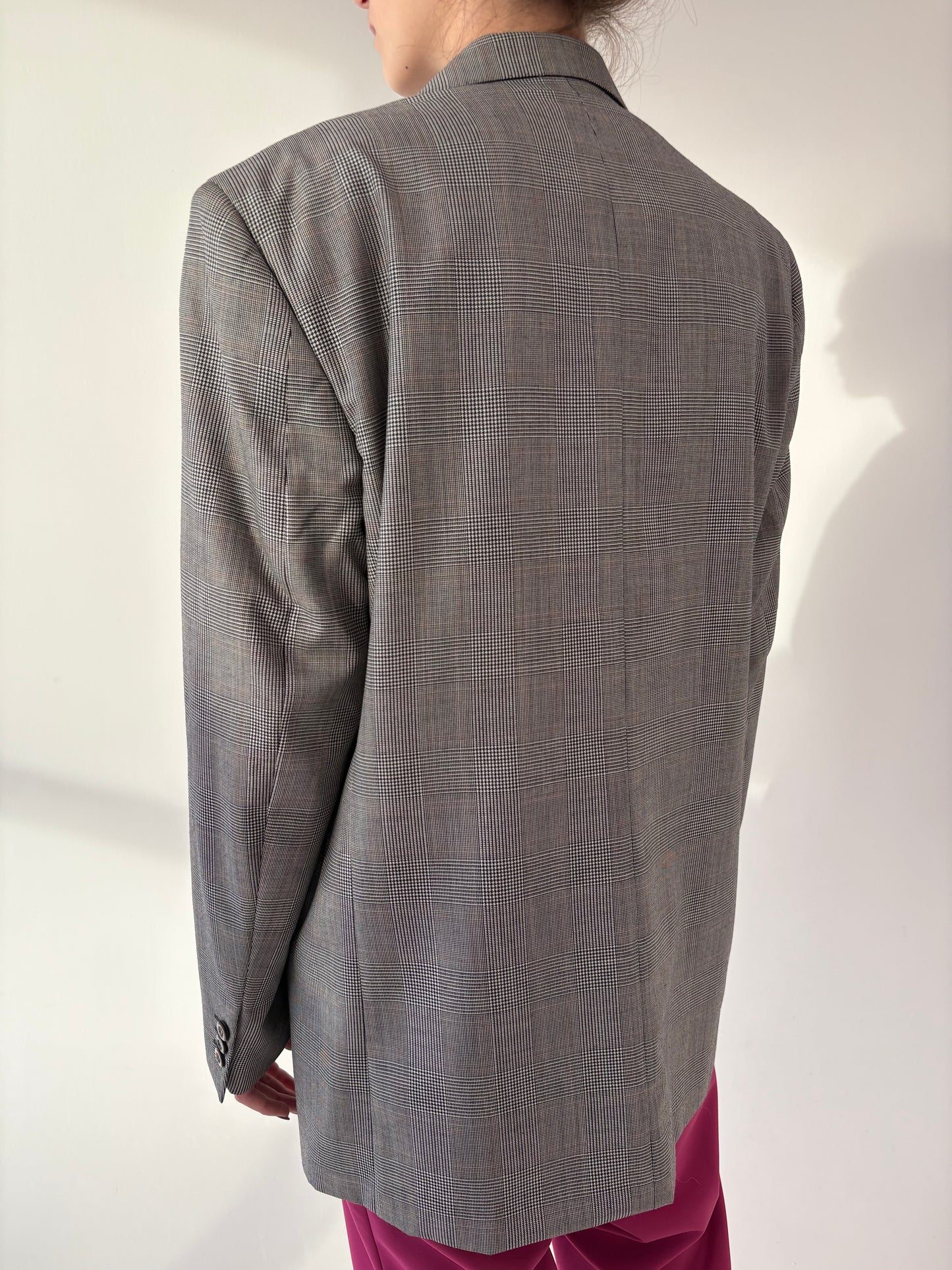 Sacou ultra luxury Zegna din stofă ușor structurată de lana în carouri pied de coq