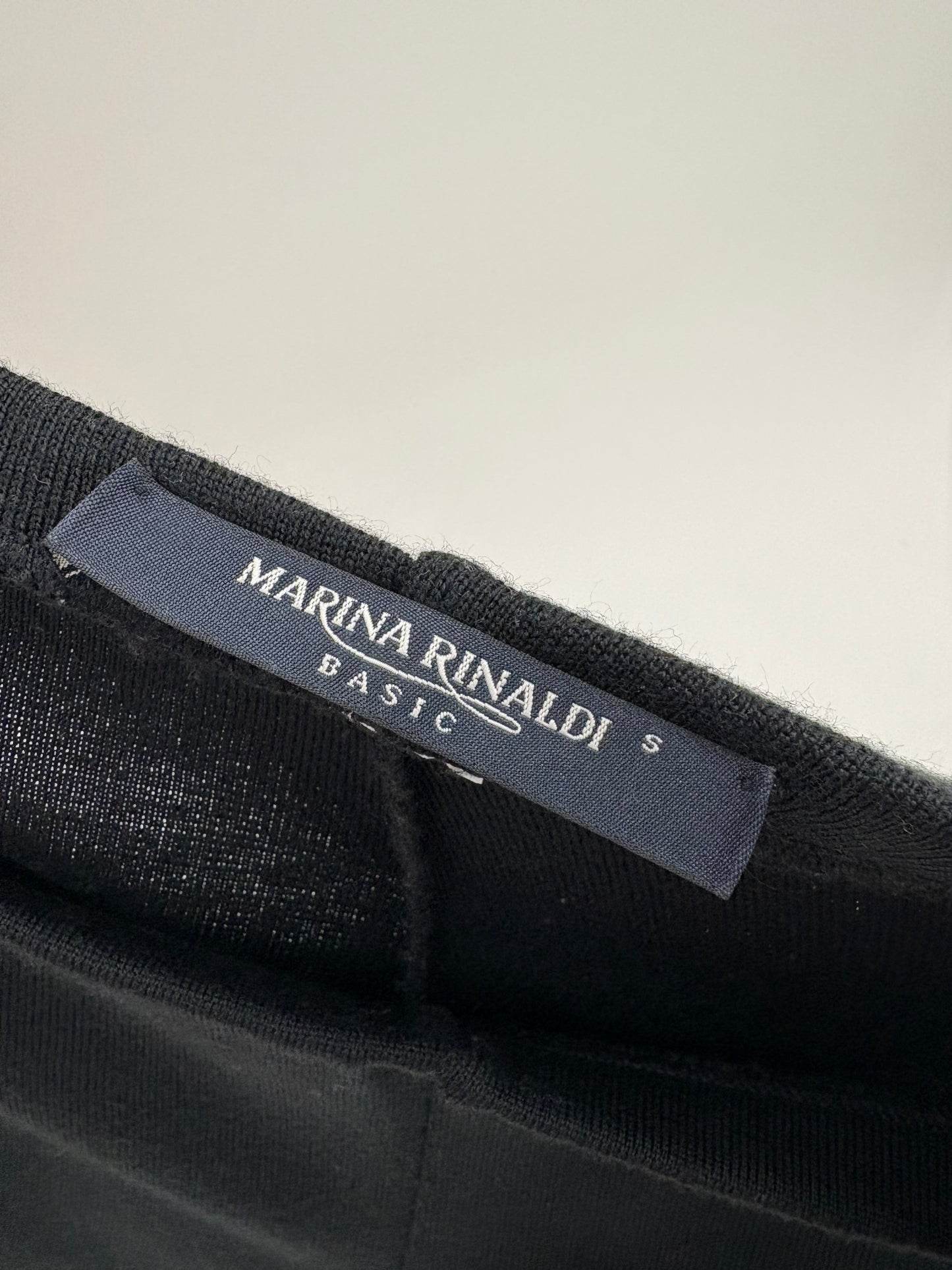 Pantaloni luxury Marina Rinaldi negri din tricot de lana merino și extrafina