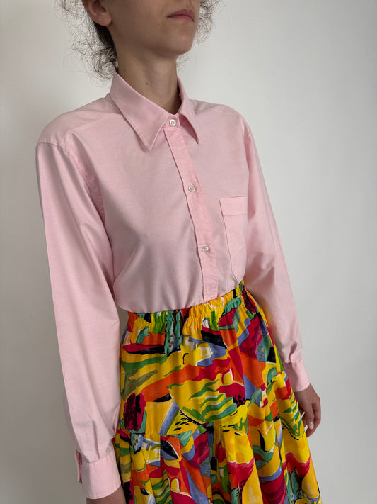 Cămașa powder pink din poplin de bumbac ușor structurat