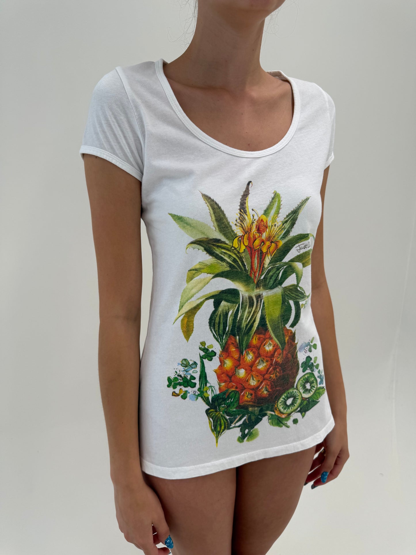 Top Cavalli din bumbac cu print organic superb