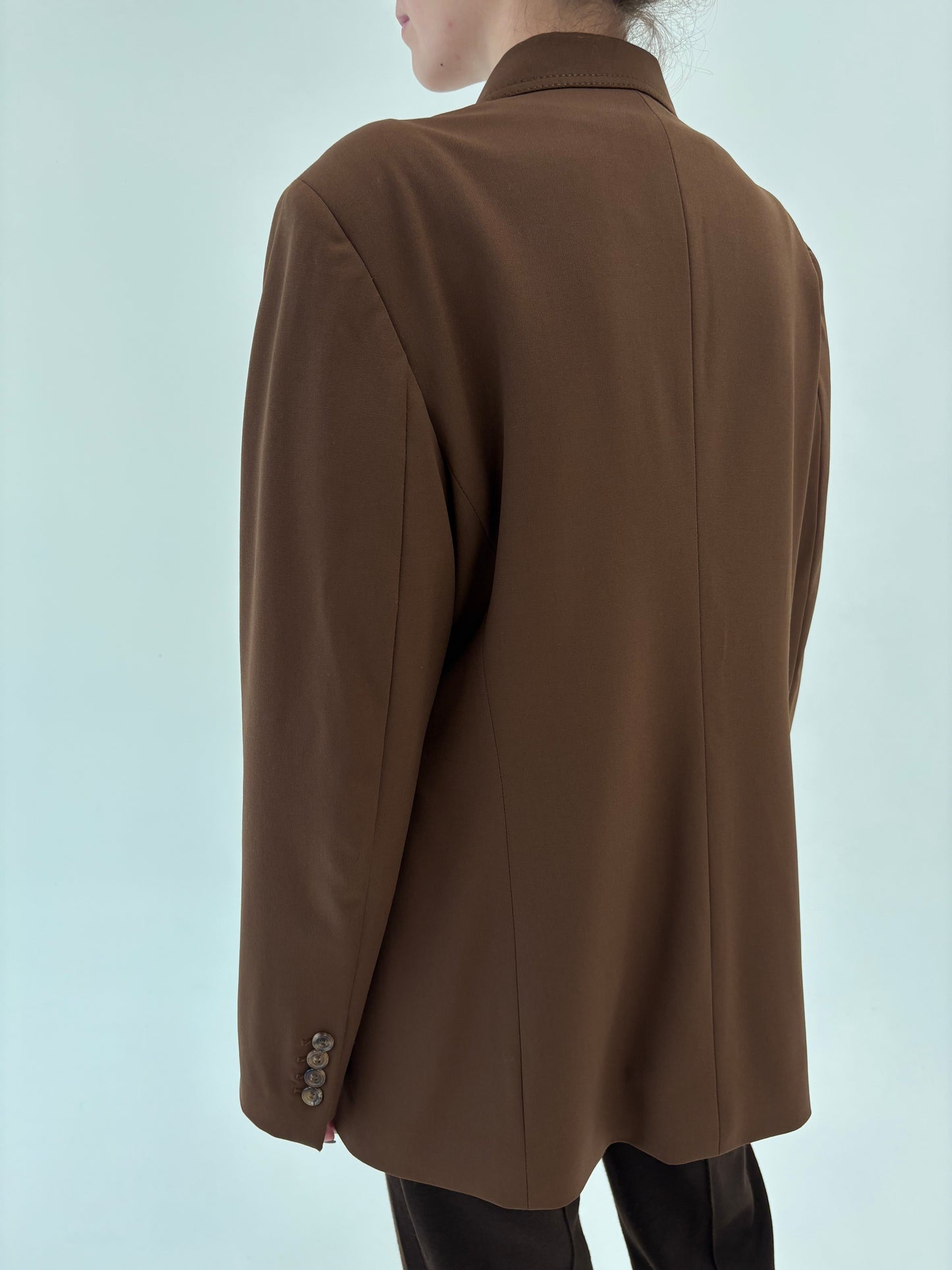 Sacou de brand luxury italian chocolate brown din stofă confort de lana