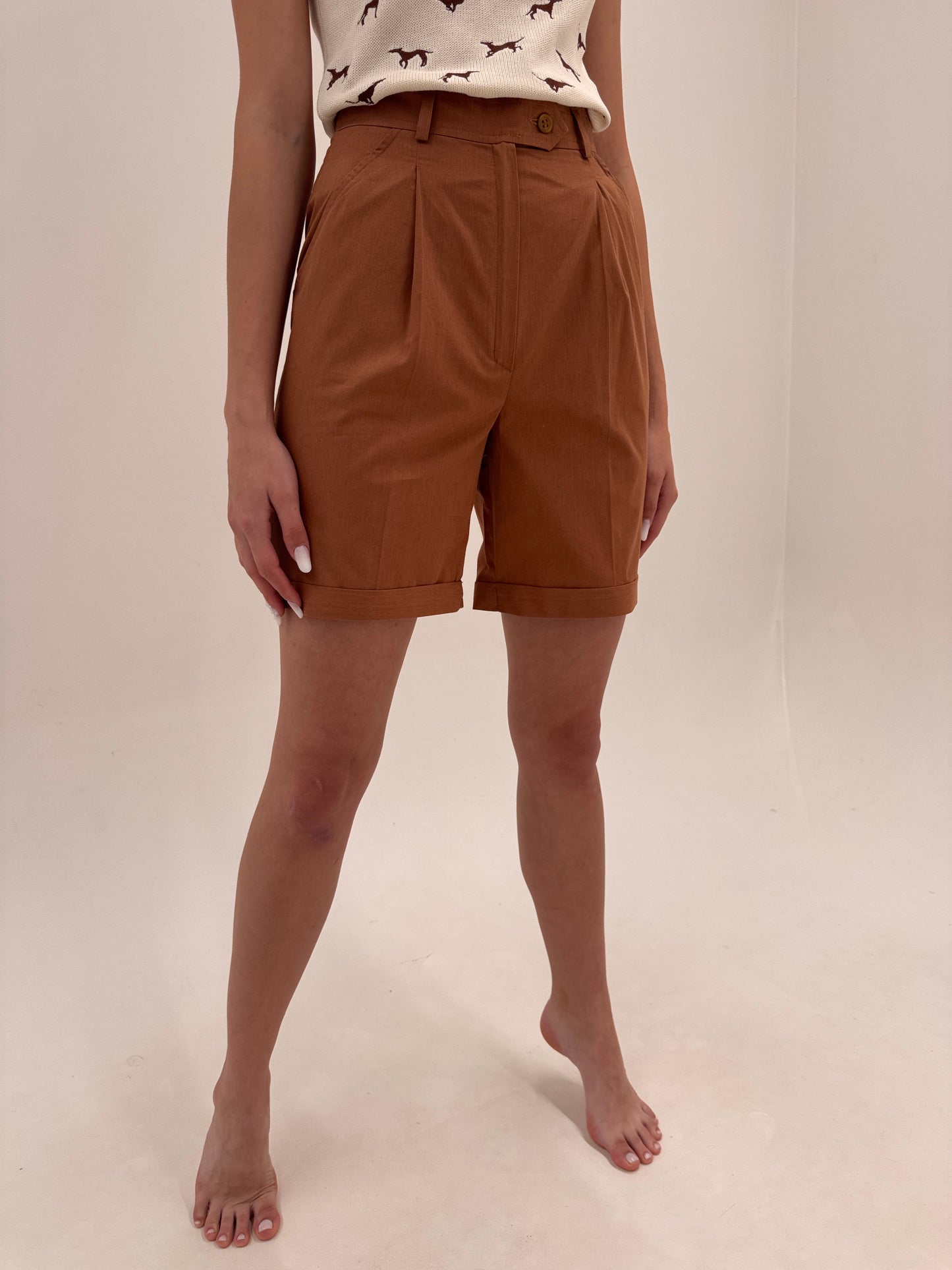 Pantaloni Marella by Max Mara caramel brown din poplin premium de bumbac