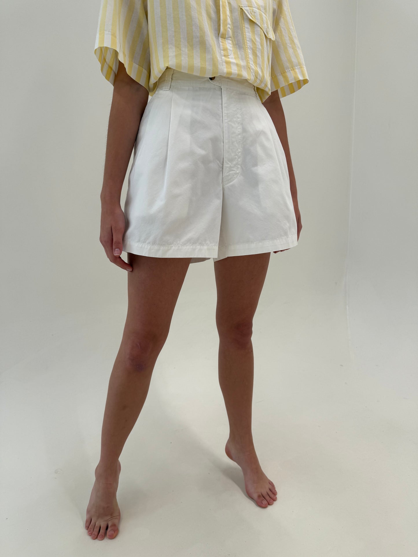 Pantaloni vintage Valentino scurți din poplin excepțional de bumbac