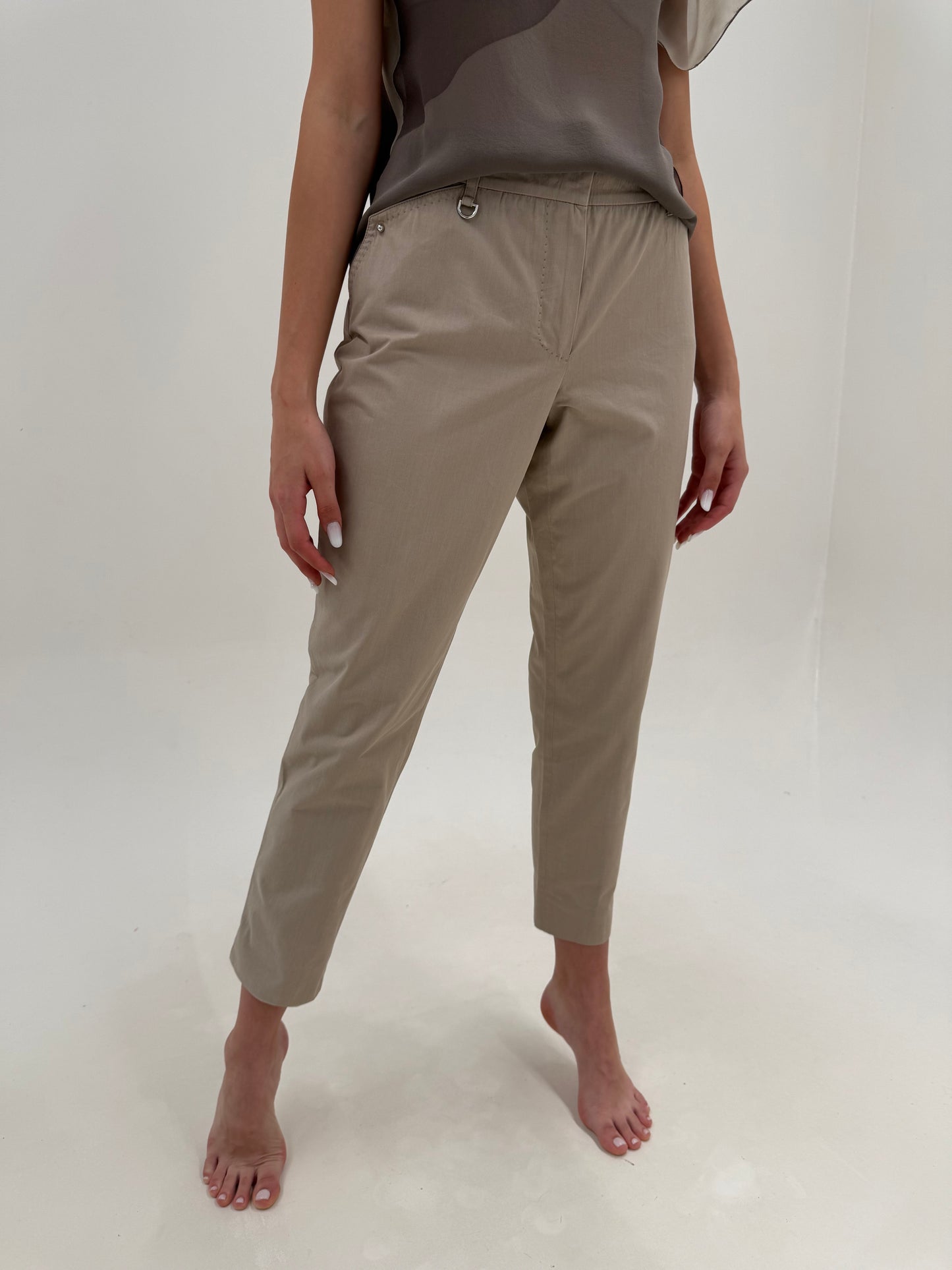 Pantaloni chinos Max Mara camel din poplin de bumbac în croi clasic
