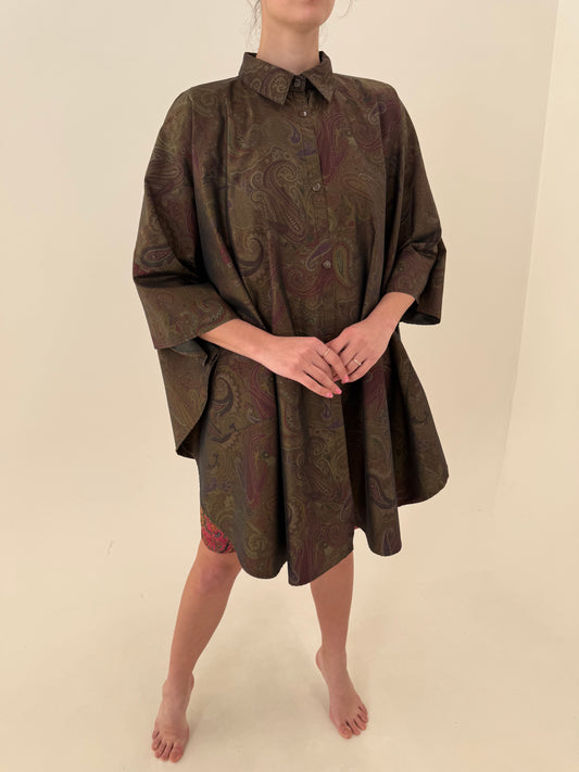 Capa impermeabilă din gabardină în stil Etro cu print specific