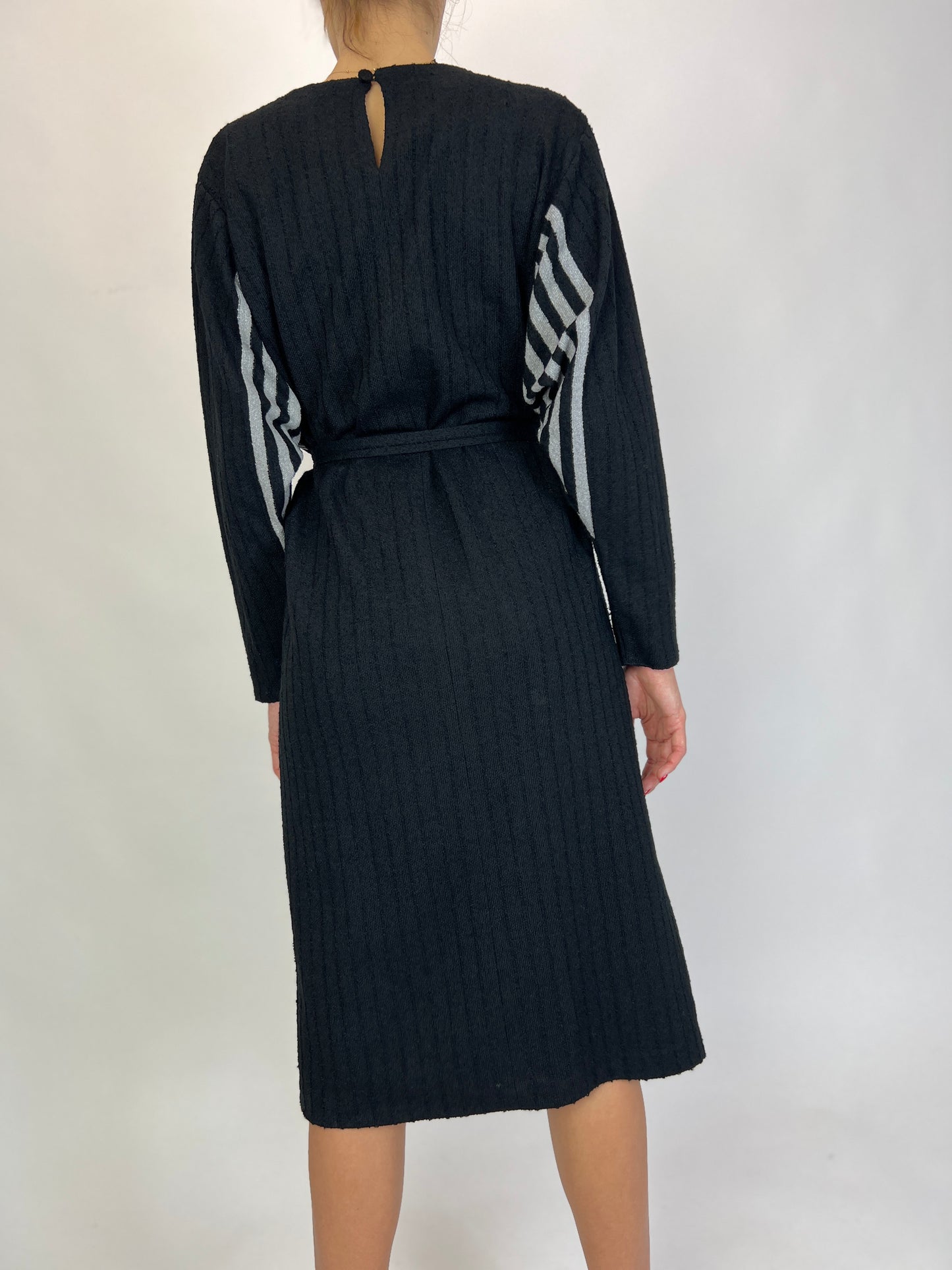 Rochie vintage cu mânecă fluture din tricot plin texturat