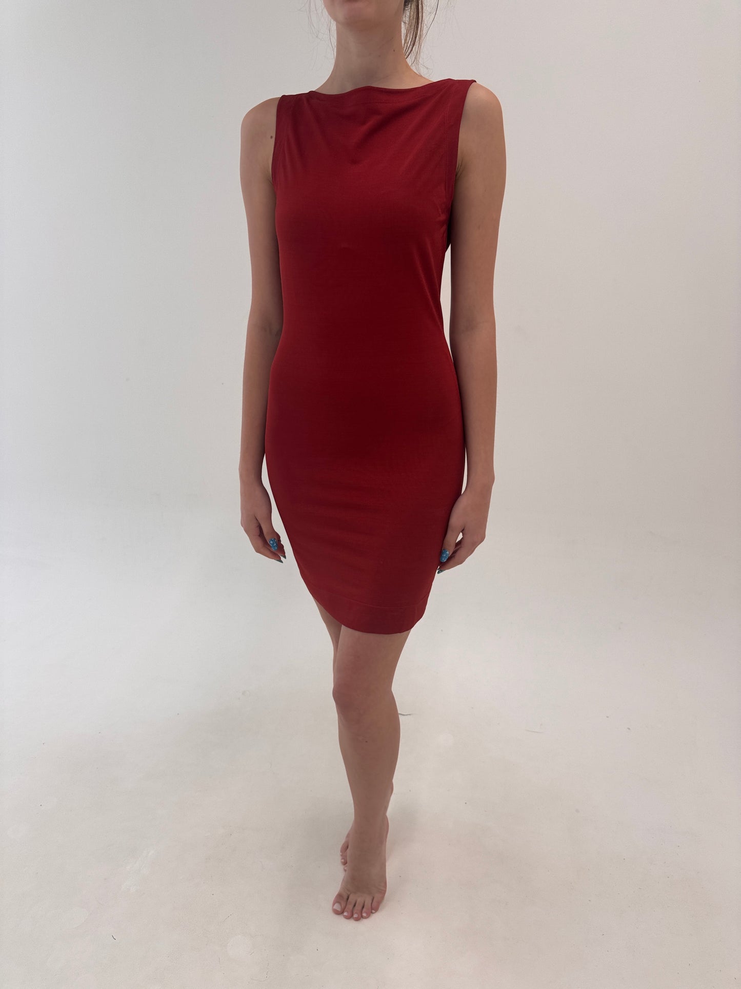 Rochie vintage excepțională cu decupaj la spate merlot red de designer italian