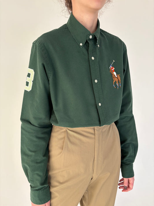 Cămașa sport Ralph Lauren din poplin gros de bumbac forest green