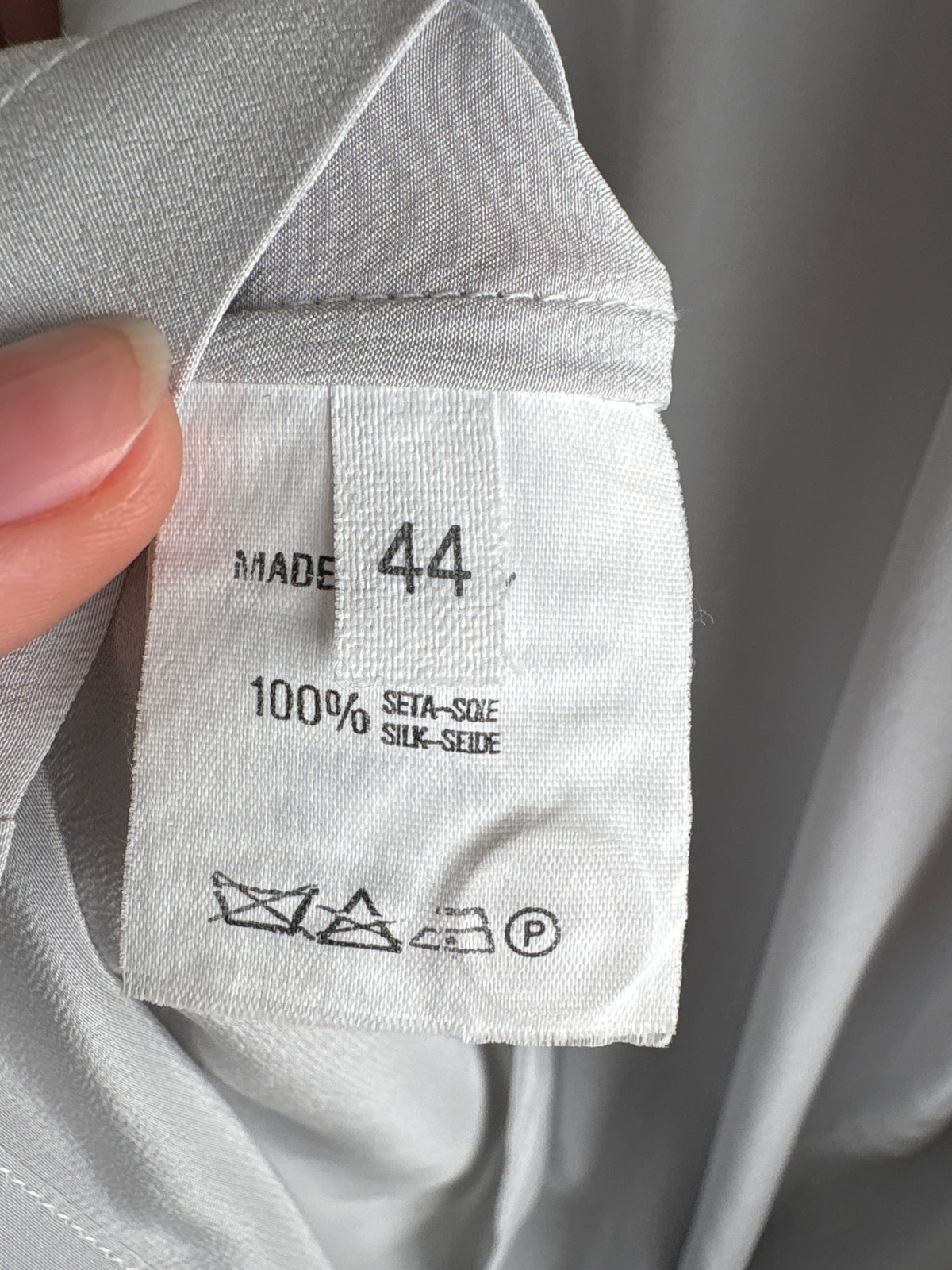 Cămașa Emporio Armani din mătase naturală silver gray