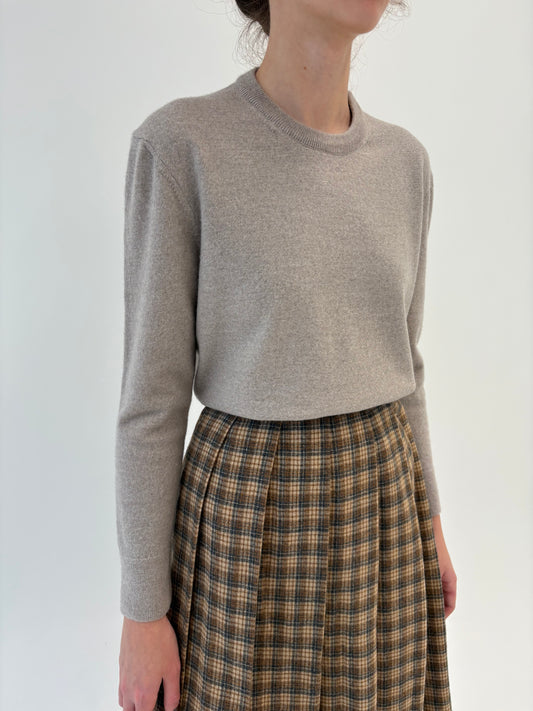 Pulover light nude din lana merino extrafina de gramaj mare