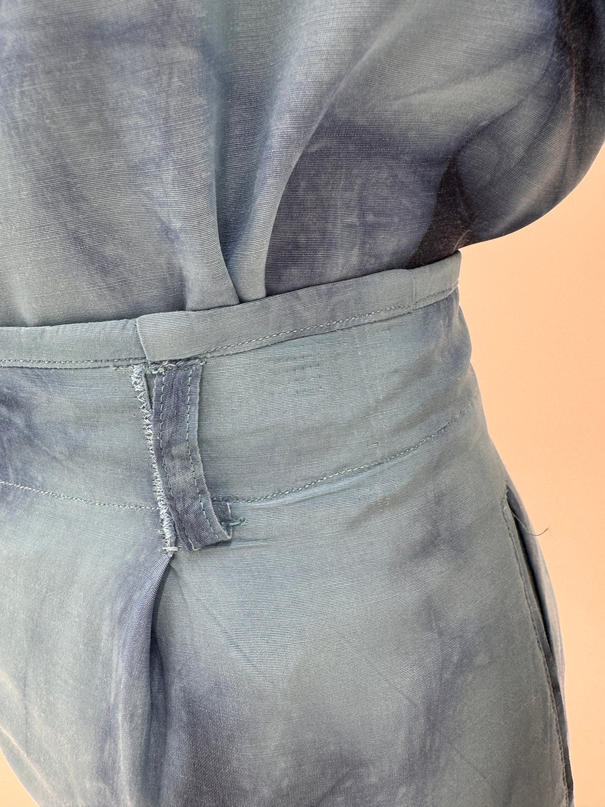 Set super vaporos baby blue cu print manual tye-and-dye și culottes