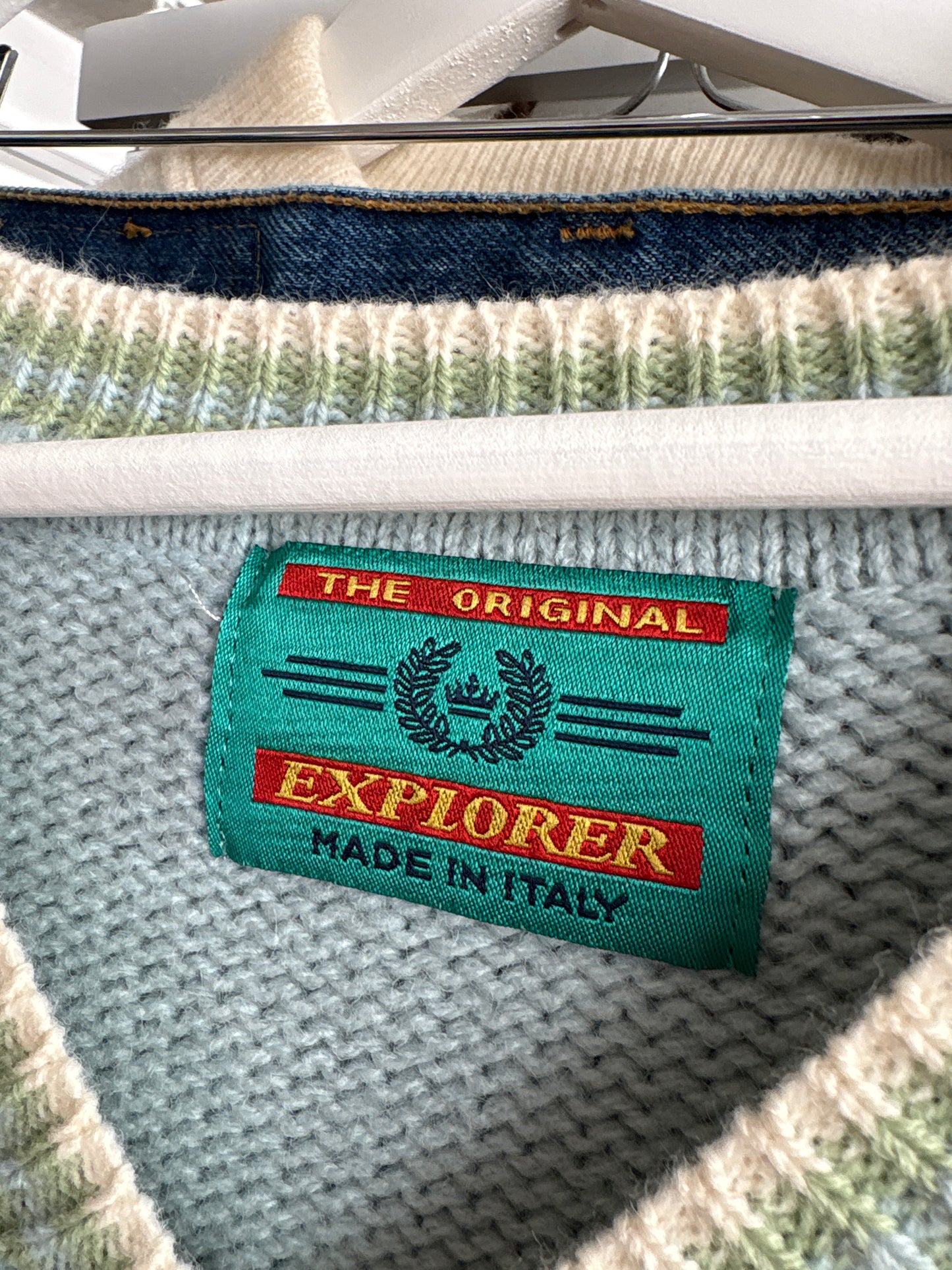 Pulover vintage italian gros în culori pudrate cricket sweater cu torsade