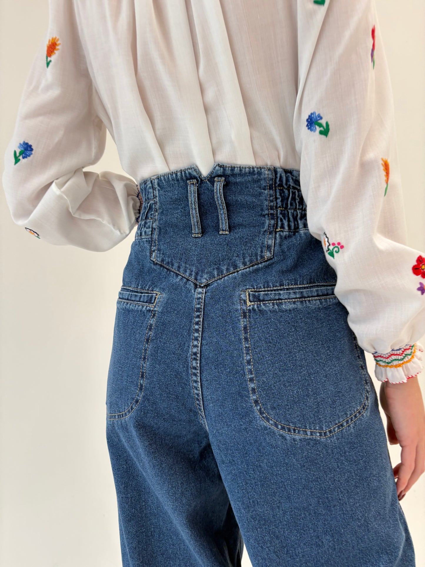 Jeans old vintage Barrel anii 80 cu talie ultra înaltă