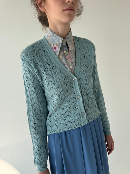 Cardigan vintage italian dantelat din mix de lana extrafina