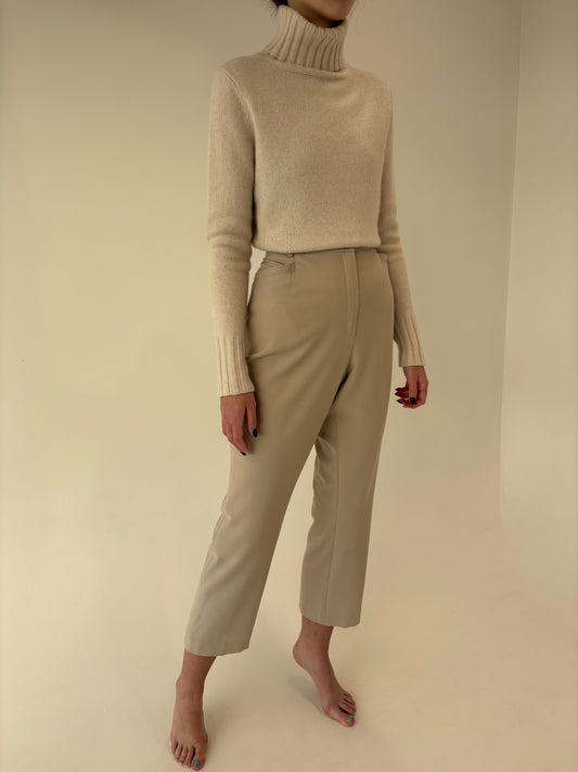 Pantaloni light nude noi din lana extrafina ultra confort