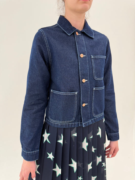 Geacă vintage din jeans în croi ușor boxy indigo wash