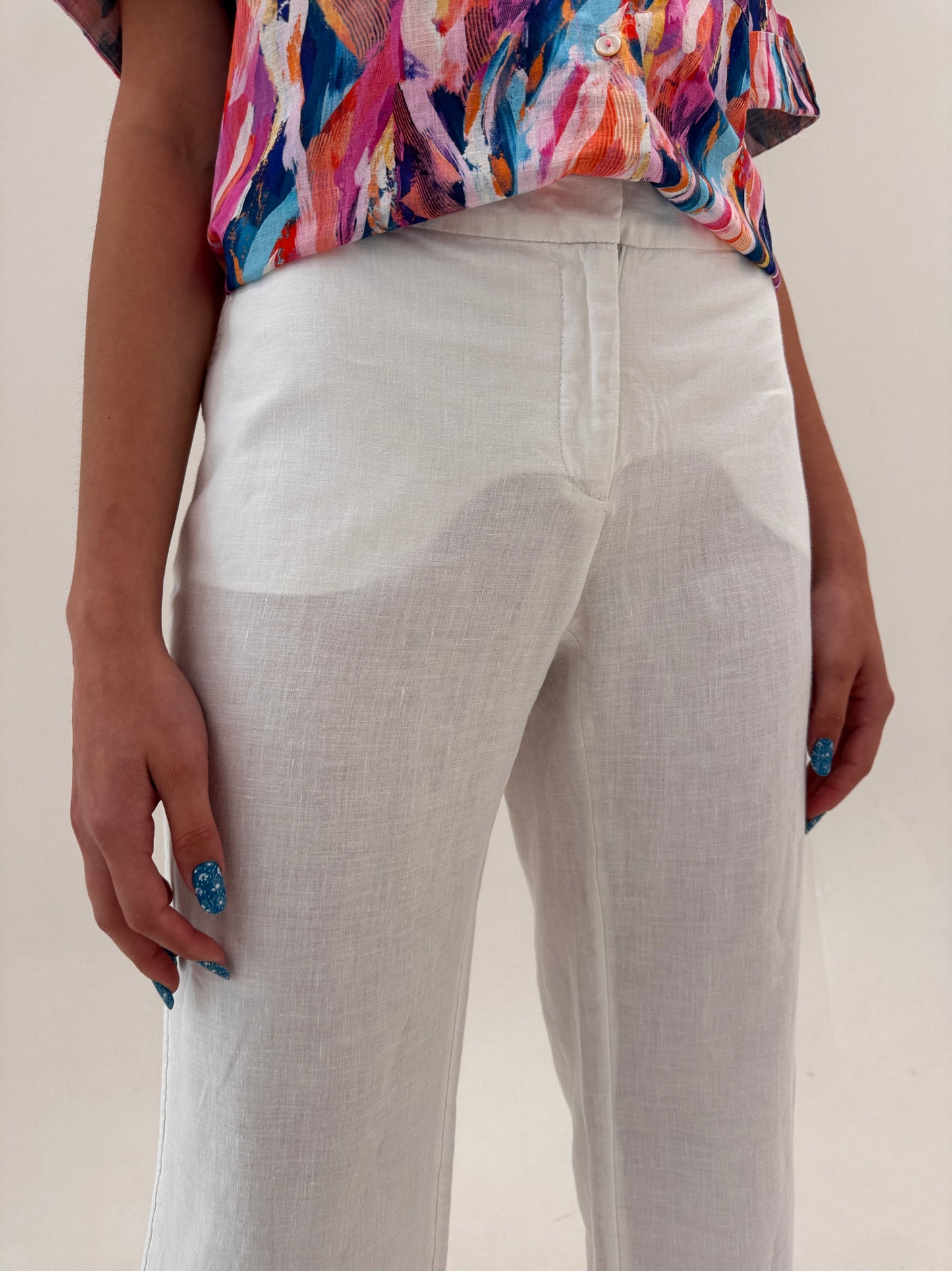 Pantaloni din in premium petite în croi clasic