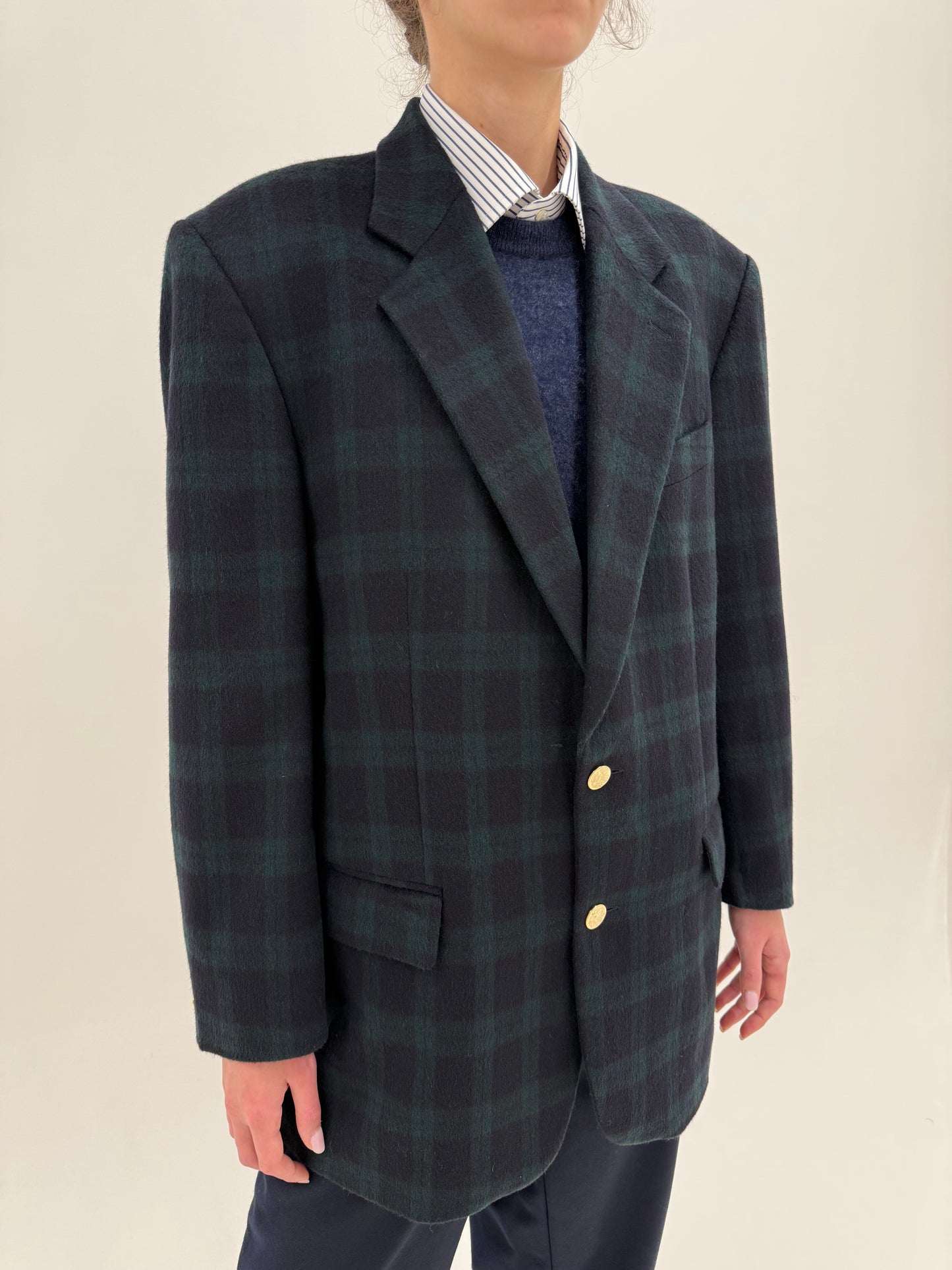 Sacou Yves Saint Laurent din tweed gros extrafin de lana cu cașmir