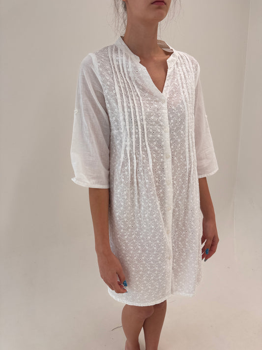Rochie / tunica din bumbac luxury integral cu broderie anglaise
