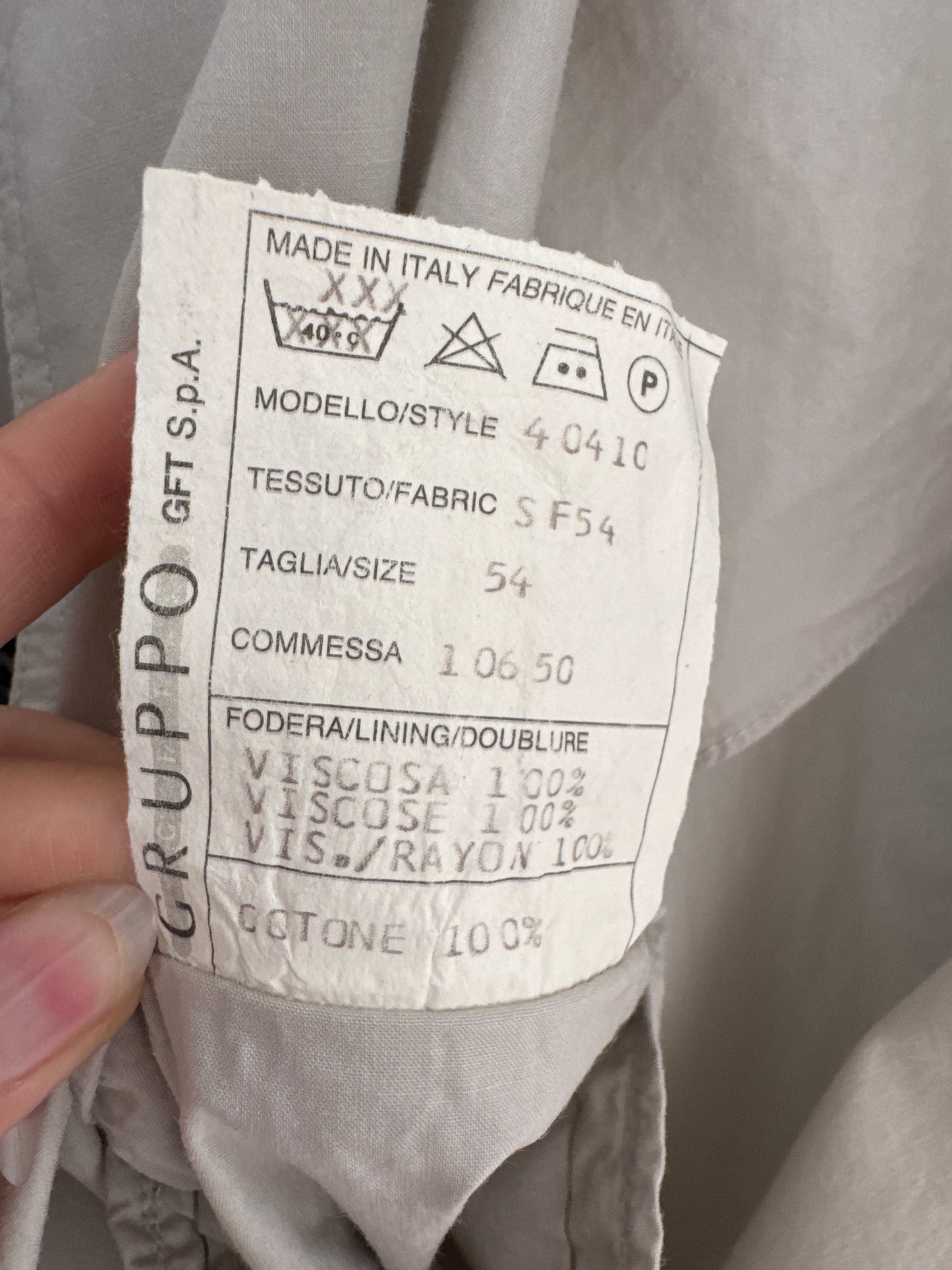 Sacou Valentino vintage tall din gabardină de bumbac warm gray