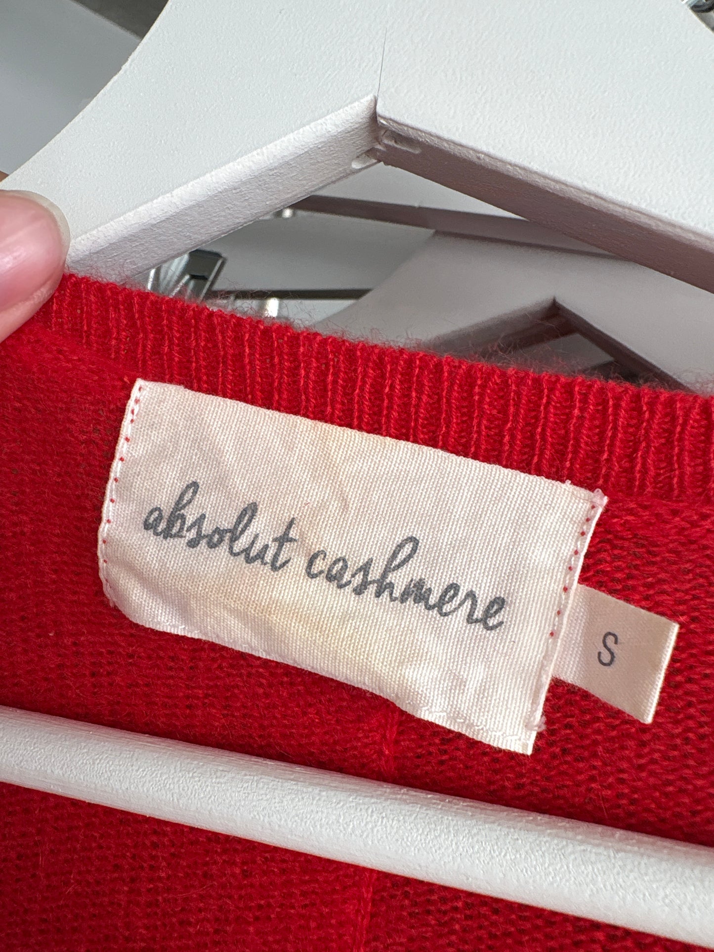 Puloveras petite din cașmir cherry red în croi lejer/oversized