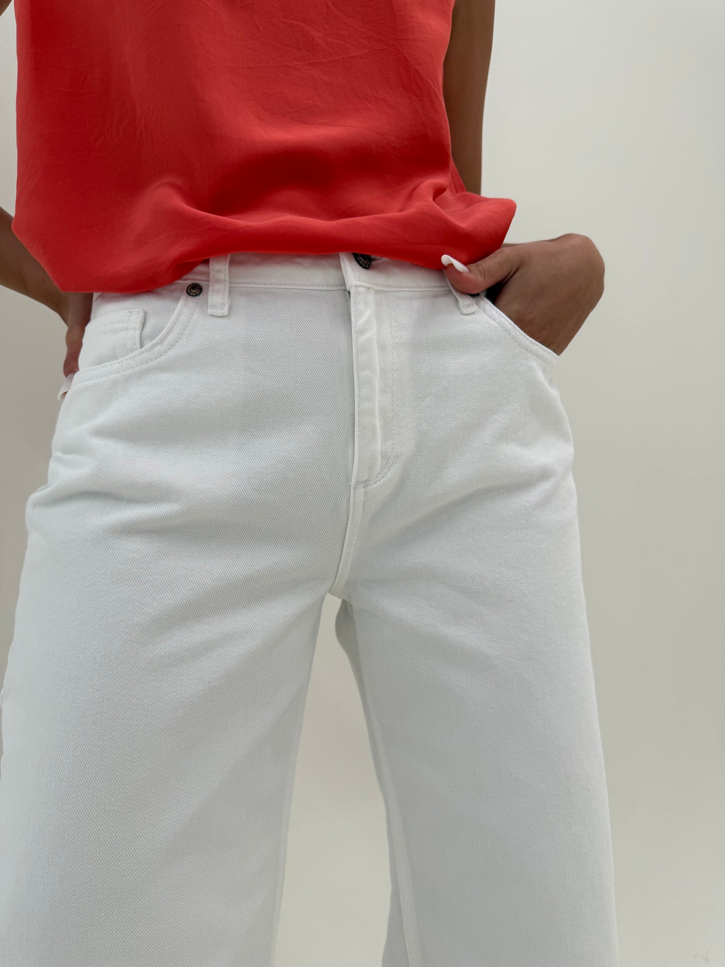 Culottes jeasn premium de vară din bumbac cu talie înaltă