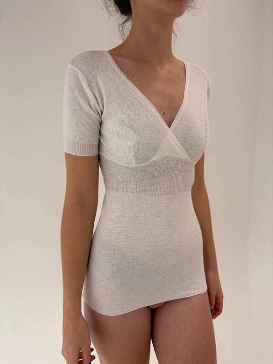 Top cambrat italian din lana extrafina irestringibila