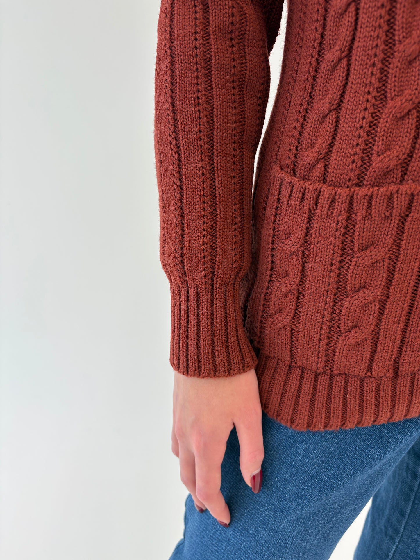 Cardigan gros tip jachetă din lana de gramaj mare cu torsade
