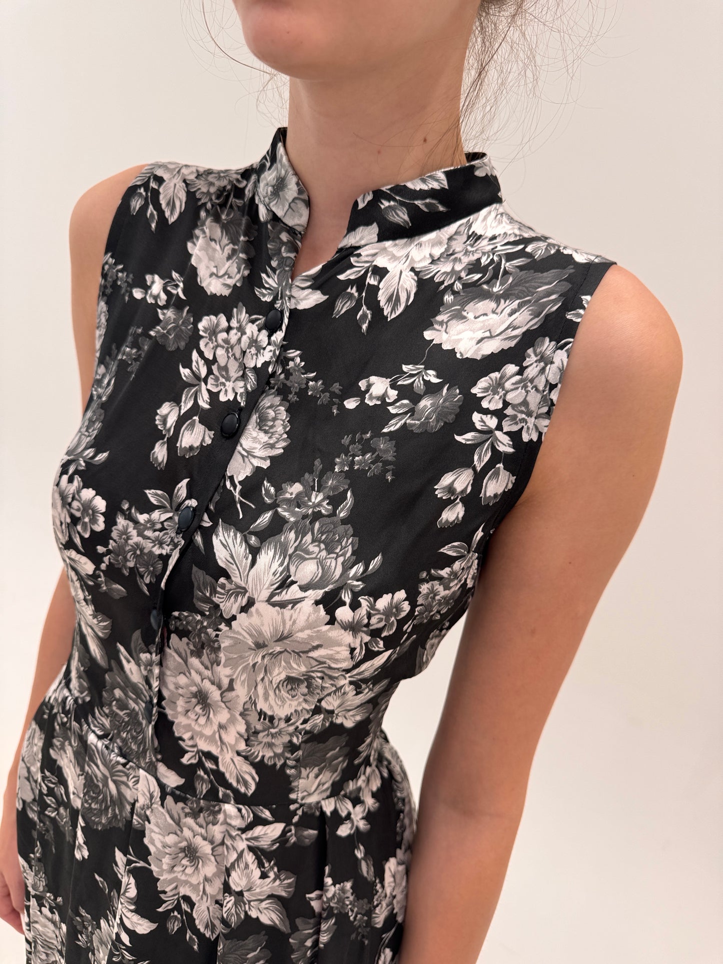 LBD maxi in croi superbă cu print floral din twill excepțional ușor satinat de la zi la seară