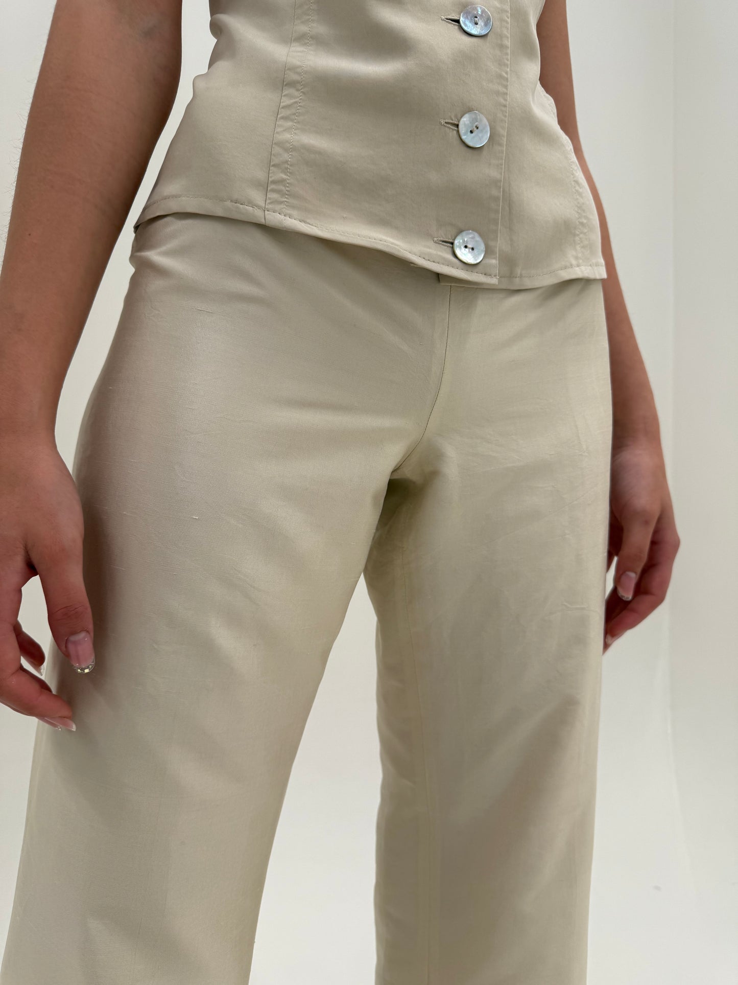Pantaloni butter white din mătase naturală Marella by Max Mara
