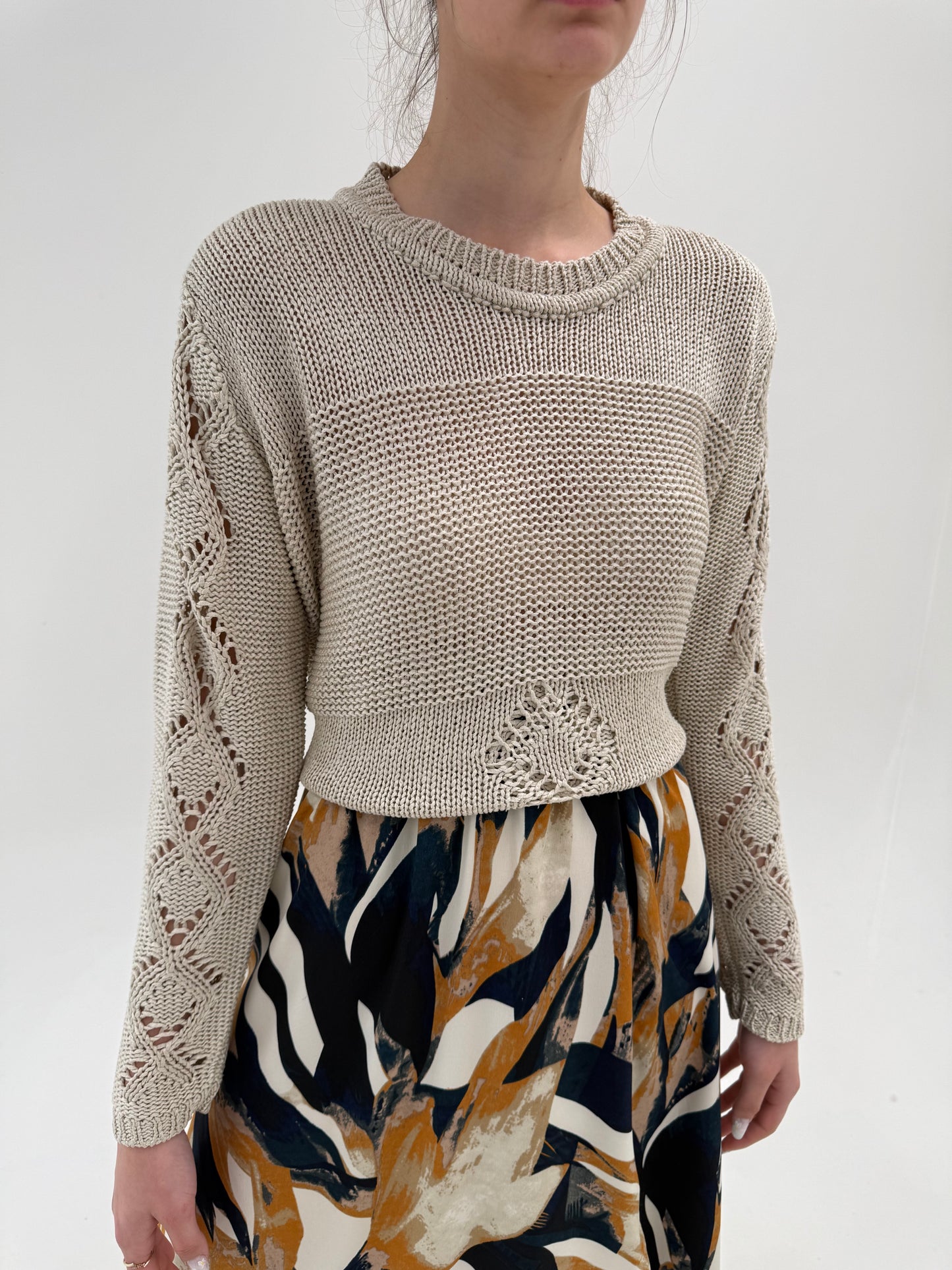 Bluză din tricot premium grej din bumbac high end