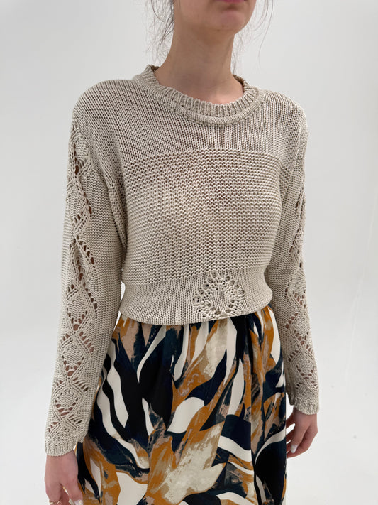 Bluză din tricot premium grej din bumbac high end